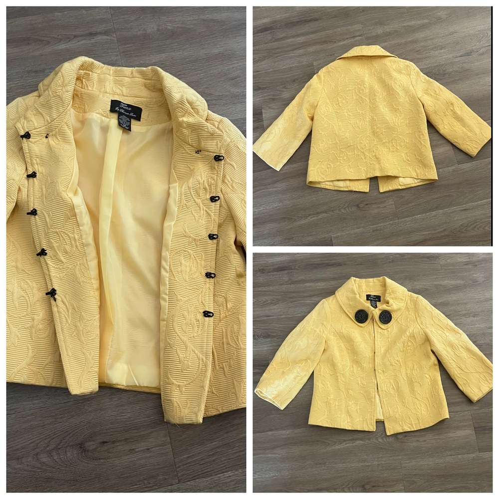 Trenz By Theresa Renz Quilted Yellow Blazer.